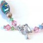 Green & Pink Vintage Venetian Glass & Swarovski Crystal Bracelet