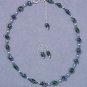 Adjustable Green & Blue Necklace & Earrings Set - Lampwork & Silver