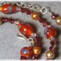 Garnet & Lampwork Necklace with Swarovski Crystal & Crystal Pearls