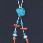 Turquoise Coral & Sterling Silver Necklace Lariat Style