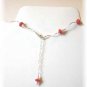 Freshwater Pearl, Coral & Sterling Silver Necklace