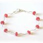 Coral  & Wavy Sterling Silver Bracelet or Anklet