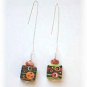 Orange & Green Lampwork Ear Threaders