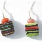 Orange & Green Lampwork Ear Threaders