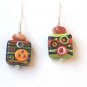 Orange & Green Lampwork Ear Threaders