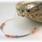 Blue & Peach Czech Glass & Sterling Silver Necklace