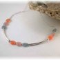 Blue & Peach Czech Glass & Sterling Silver Necklace