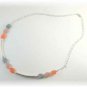 Blue & Peach Czech Glass & Sterling Silver Necklace