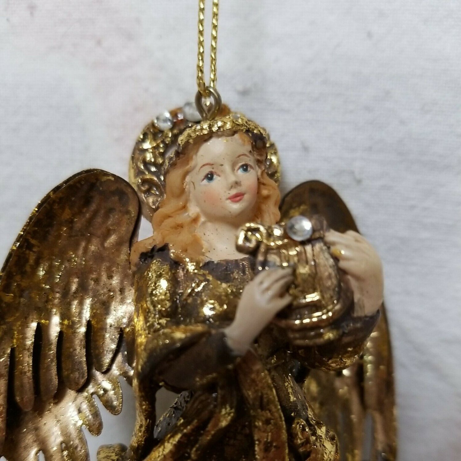 Vintage Gold Resin Musical Angel Christmas Ornaments
