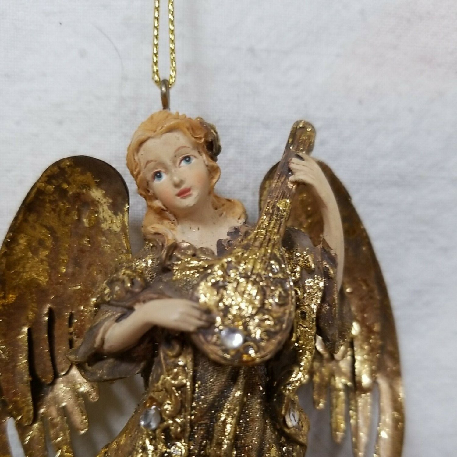 Vintage Gold Resin Musical Angel Christmas Ornaments
