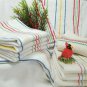 Red Yellow Blue Green Striped Linen Towels and Dish Cloth
