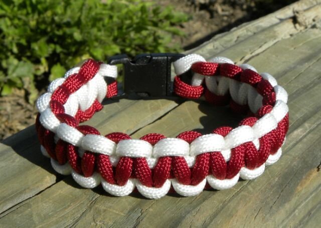 8 Inch Burgundy & White Paracord Bracelet