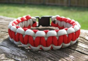 9 Inch Red & Silver Paracord Bracelet