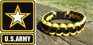 9 Inch Black & Yellow (US Army) Paracord Bracelet
