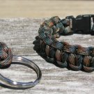 8 Inch Woodland Camo Paracord Bracelet & Key Chain