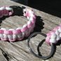 9 Inch Pink & White Paracord Bracelet & Key Chain