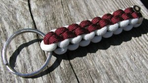 Burgundy & White Paracord Key Chain