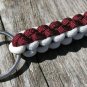 Burgundy & White Paracord Key Chain
