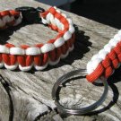 8 Inch Orange & White Paracord Bracelet & Key Chain