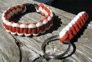 8 Inch Orange & White Paracord Bracelet & Key Chain