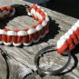 9 Inch Orange & White Paracord Bracelet & Key Chain