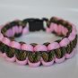 7 Inch Military Wife (Woodland Camo & Rose Pink) Paracord Bracelet