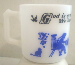 Small Child's Mug Hazel Atlas God Is Great God is Good We Thank Him for Our Food