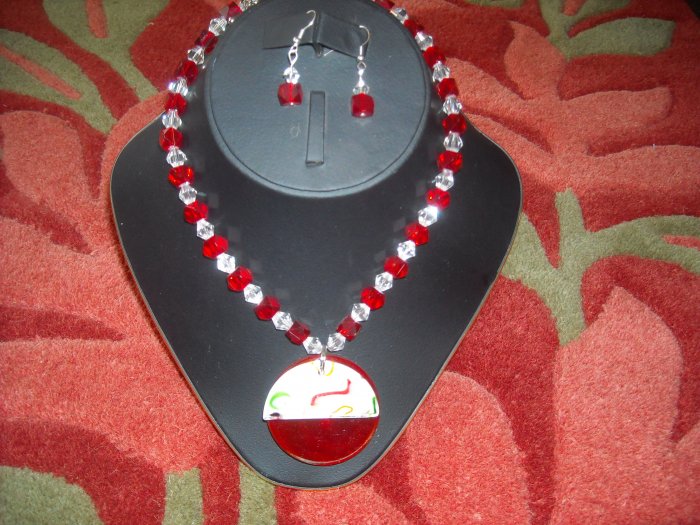 Red and clear crystal necklace