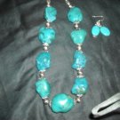 Chunky Turquoise nuggets necklace with earrings