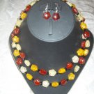 Two layered Amber necklace with earrings
