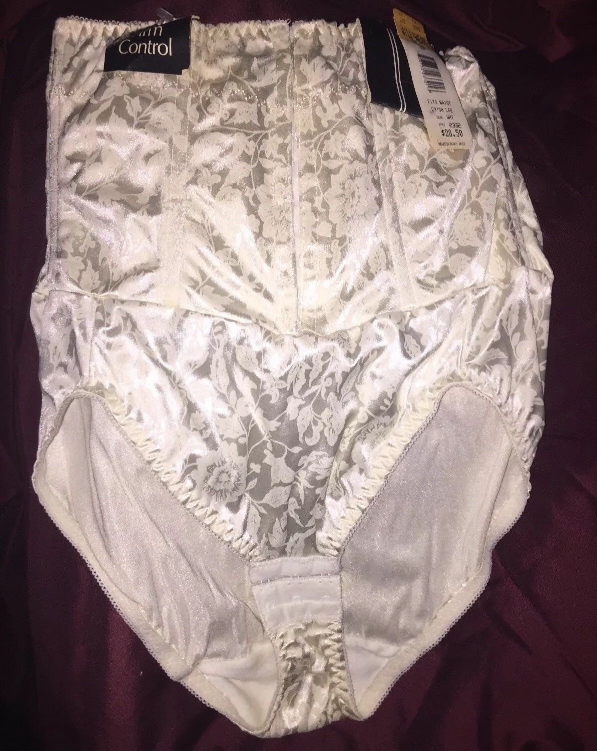 Vintage White Floral Firm Control Panty Girdle Brief Hi Waist 29 30 Nwt