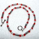 Silver & Red Sun Choker