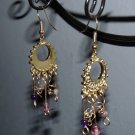 Gold & Purple 5 Dangle Earrings