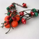 Colorful Glass and leather bracelet