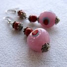 Red and Pink Dangly Earrings