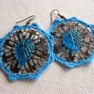 Filigree Flowers with Blue Glass Leaves