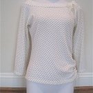 Cream Black Polka Dotted Shirt Med FREE SHIPPING