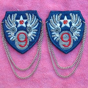 71 #9 EMBLEMS, DECALS, Patches Chains 2 1/2" Blue NEW
