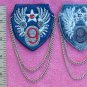 71 #9 EMBLEMS, DECALS, Patches Chains 2 1/2" Blue NEW