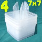 4 PLASTIC CONTAINERS 5"x7"x7" Clear + 4 Snap-On Lids From Sweden 4 PLASTIC CONTAINERS 5"x7"x7" Clear + 4 Snap-On Lids From Sweden