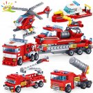 348pcs Fire Fighting 4in1 Trucks Car Helicopter Boat Building Blocks