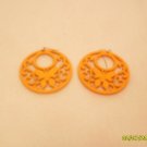 Orange wooden earring