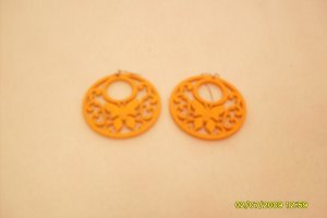 Orange wooden earring