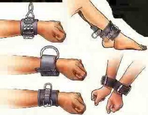 Buckled Fleece Lined Ankle Restraints Silver Studded