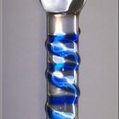 Swirly Chubby Head - Blue Pyrex Glass Dildo