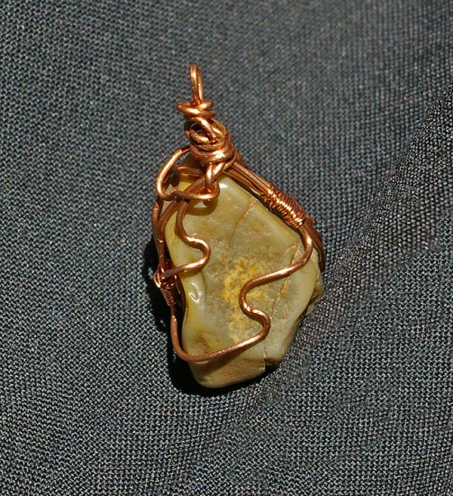 Copper wire wrapped stone pendant 213