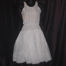 Short ballerina length full slip Vintage Slip dress flared Embroider Eyelet Lace (S L A)