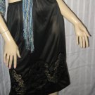 Black Vintage Slip Decorative lace hem Small S l A