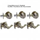 Combo Lockset: 3 Single Cylinder Deadbolt + 3 Entrance Reversible Lever Handle Door Lock