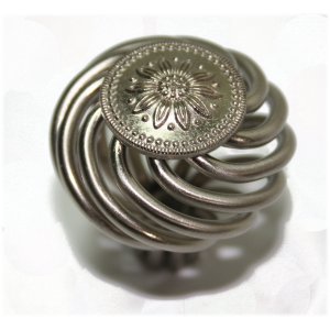 25 Cabinet Knobs Birdcage Knob Satin Nickel 1-3/8" Diameter 9871